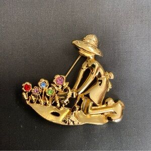Women Flower Garden 2” Brooch Pin Colorful Pastel Crystal Rhinestone’s